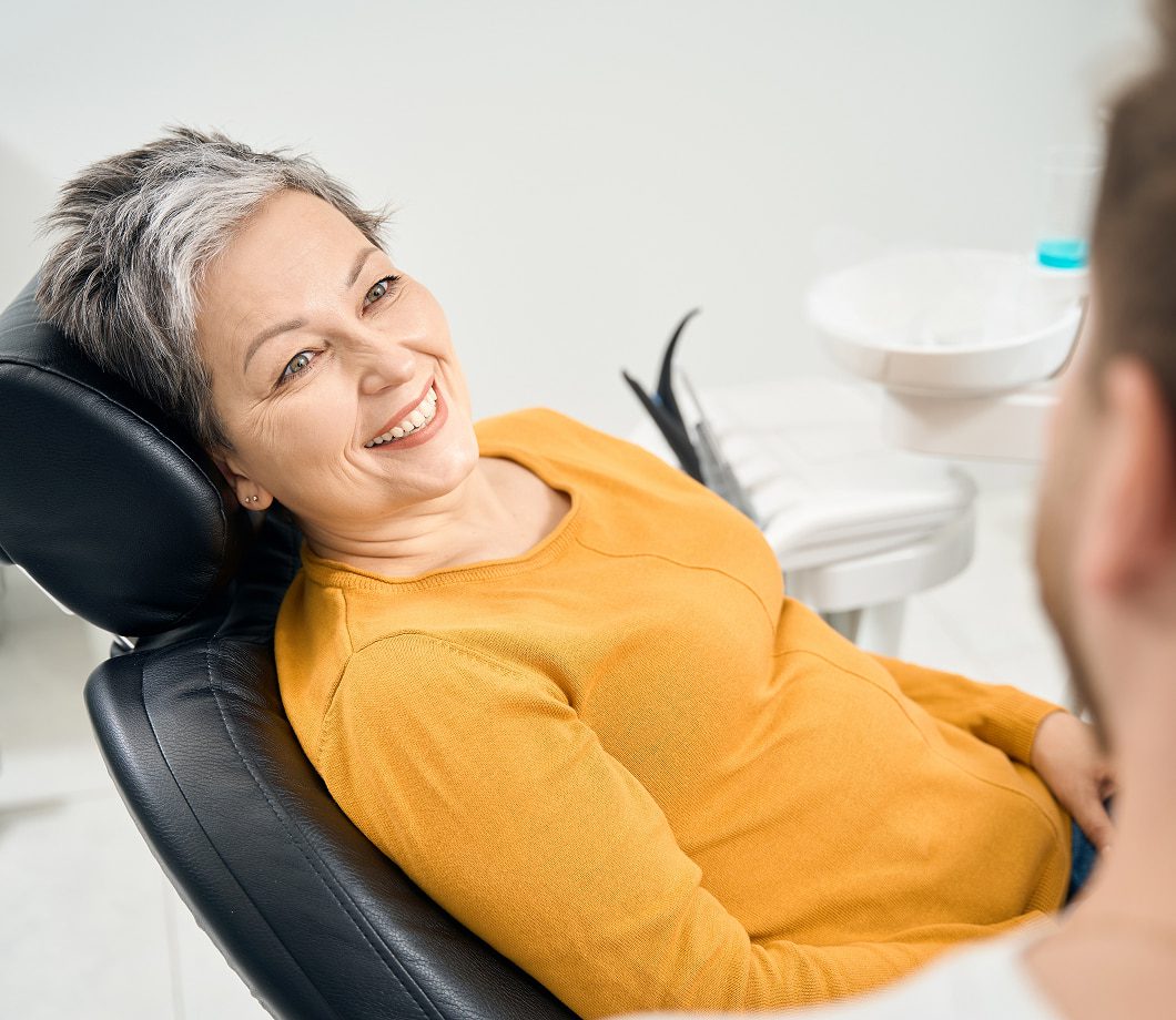 Patient relaxed in the chair during an implant visit